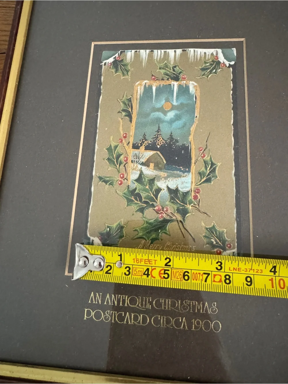 Framed Antique Christmas Postcard Circa 1900 from England